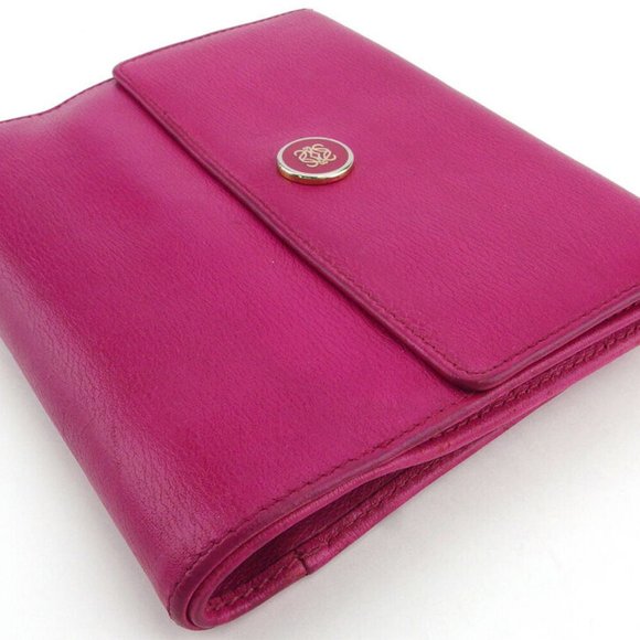 LOEWE W hook purse anagram button pink leather Authentic used - Picture 4 of 9